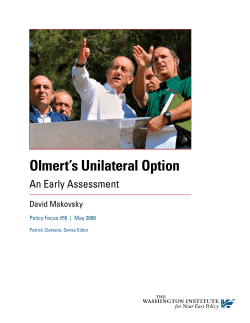 Olmert`s Unilateral Option - The Washington Institute for Near East
