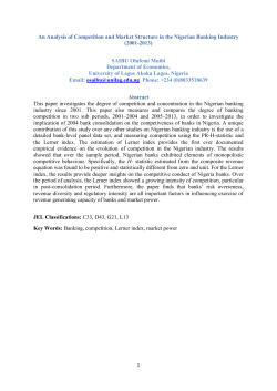 An Analysis of Competition and Market Structure in the Nigerian