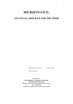 Microfinance: Financial Services For The Poor