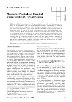 Monitoring Physical and Chemical Characteristics Oil for Lubrication