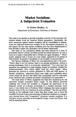 Market Socialism: A Subjectivist Evaluation