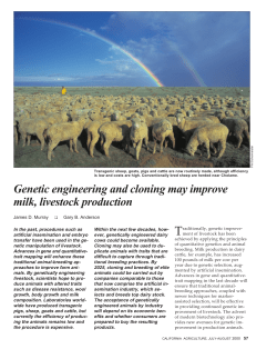 Genetic engineering and cloning may improve milk, livestock