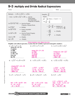 9-3 Multiply and Divide Radical Expressions