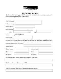 personal history - Winton Road Nursery School