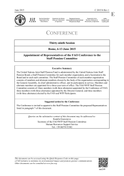 Appointment of Representatives of the FAO Conference to the Staff