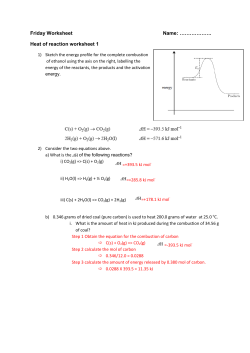 Heat of reaction worksheet 1