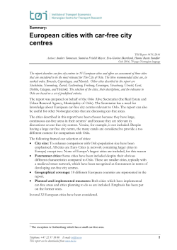 European cities with car-free city centres. T&Oslash;I Report 1476/2016
