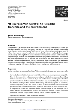 `It is a Pok&eacute;mon world`: The Pok&eacute;mon franchise and the