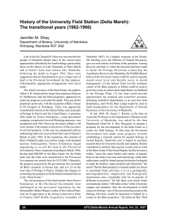 History of the University Field Station (Delta Marsh): The transitional