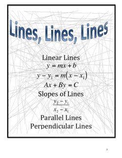 Linear Lines y = mx +b ( ) Ax + By = C Slopes of Lines Parallel Lines