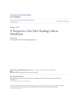 A Tempest in a Test Tube: Reading Lolita as Metafiction