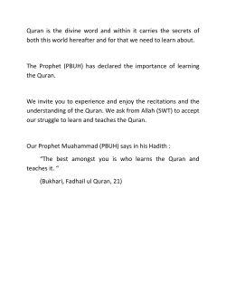 Quran is the divine word and within it carries the secrets of both this