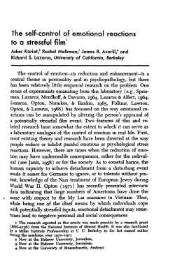 The self-control of emotional reactions to a stressful film1