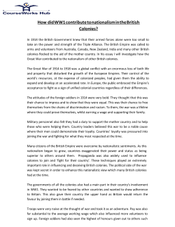 How did WW1 contribute to nationalism in the British Colonies?