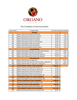 Prix Canadians et liste de produits