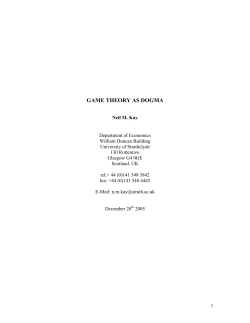 Game Theory as Dogma - Neil Kay`s front page