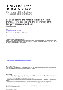 University of Birmingham Leaving behind the `total institution`? Teeth