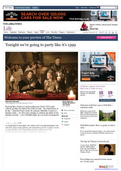 Tonight we`re going to party like it`s 1599 | The Times