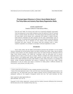 Principal-Agent Dilemma in China`s Social Media Sector? The Party