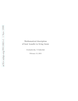 Mathematical description of the heat transfer in living tissue (Part I)