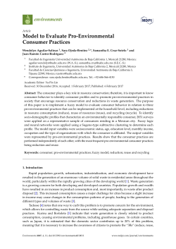 Model to Evaluate Pro-Environmental Consumer Practices