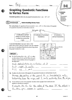 Graphing Quadratic Functions in Vertex Form