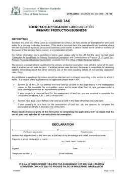 Exemption Application: Land Used for Primary Production Business