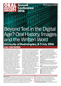 call for papers - Oral History Society