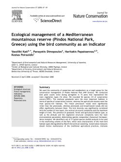 (Pindos National Park, Greece) using the bird community as an indic