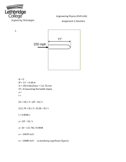 Engineering Physics (PHY1143) Assignment 3 Solutions 1. Xi = 0 Xf