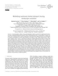 Modelling sediment clasts transport during landscape