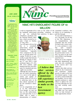 a u g u s t 2 0 1 6 nimc hits enrolment figure of 10 million