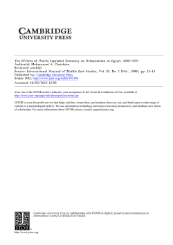 The Effects of World Capitalist Economy on Urbanization in Egypt