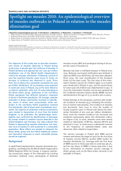 Spotlight on measles 2010: An epidemiological overview of measles
