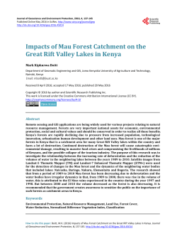 Impacts of Mau Forest Catchment on the Great Rift Valley Lakes in