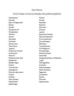 Exam Review Terms/ People to Know for Multiple Choice/Matching
