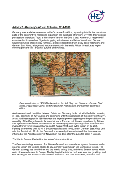 Activity 2 - Germany`s African Colonies, 1914-1918