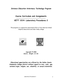 Course Curriculum and Assignments VETT 1014