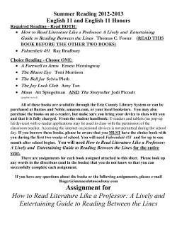 Assignment for How to Read Literature Like a Professor