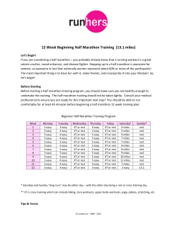 12 Week Beginning Half Marathon Training (13.1 miles)