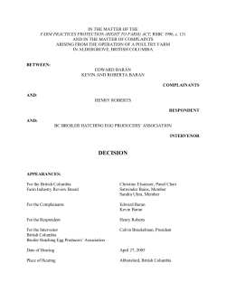 Baran v Roberts, Decision - Province of British Columbia