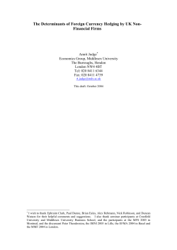 The Determinants of Foreign Currency Hedging by UK Non