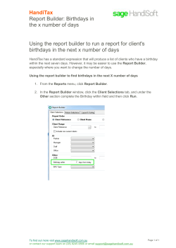 HandiTax Report Builder: Birthdays in the x number of days