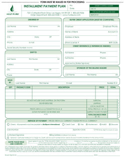 installment payment plan - Multipure Drinking Water Systems
