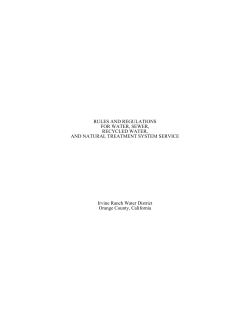 RULES AND REGULATIONS FOR WATER, SEWER, RECYCLED
