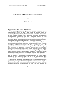 Confucianism and the Problem of Human Rights