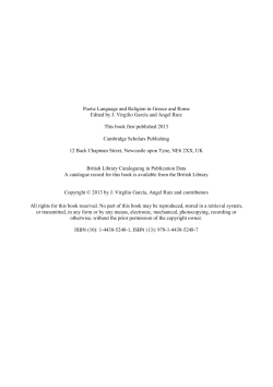 Poetic Language and Religion in Greece and Rome Edited by J