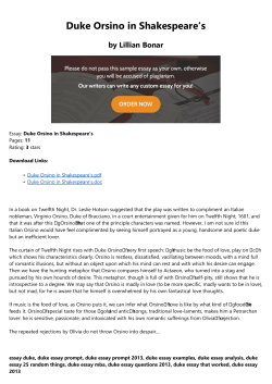 Duke Orsino in Shakespeare`s