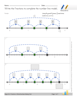 Write the fractions to complete the number line model.