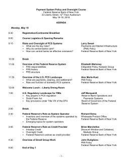 Payment System Policy and Oversight Course Federal Reserve